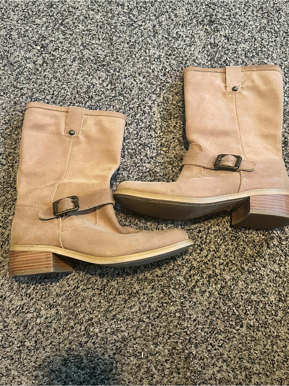 Jessica Simpson Tan Suede Ankle Buckle Booties